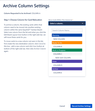 Archive Column Settings